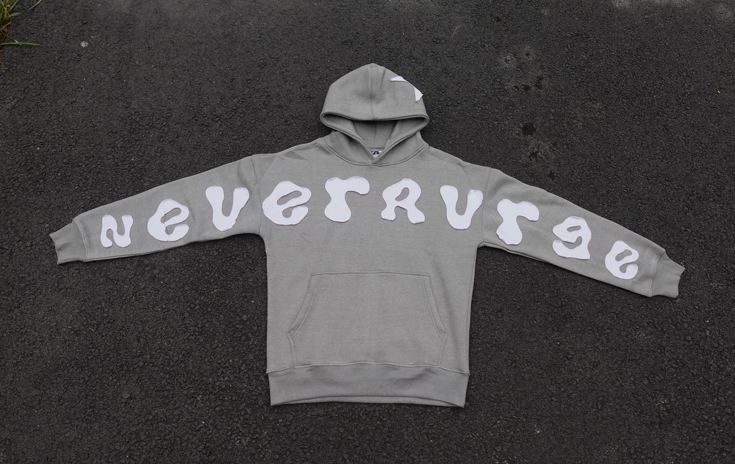 Grey Applique Embroidery Hoodie