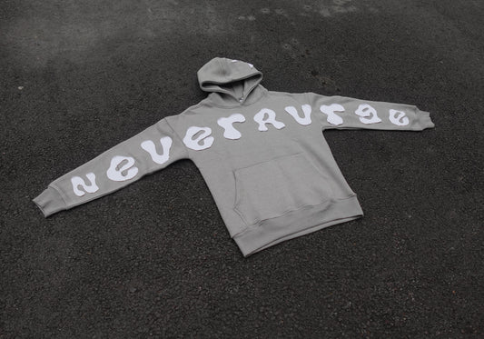 Grey Applique Embroidery Hoodie