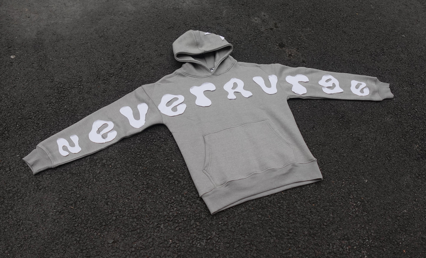 Grey Applique Embroidery Hoodie