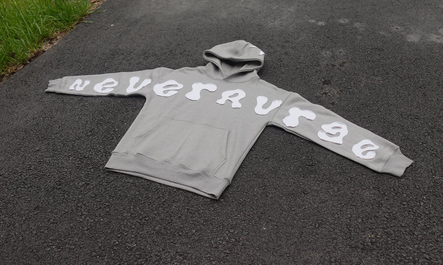 Grey Applique Embroidery Hoodie