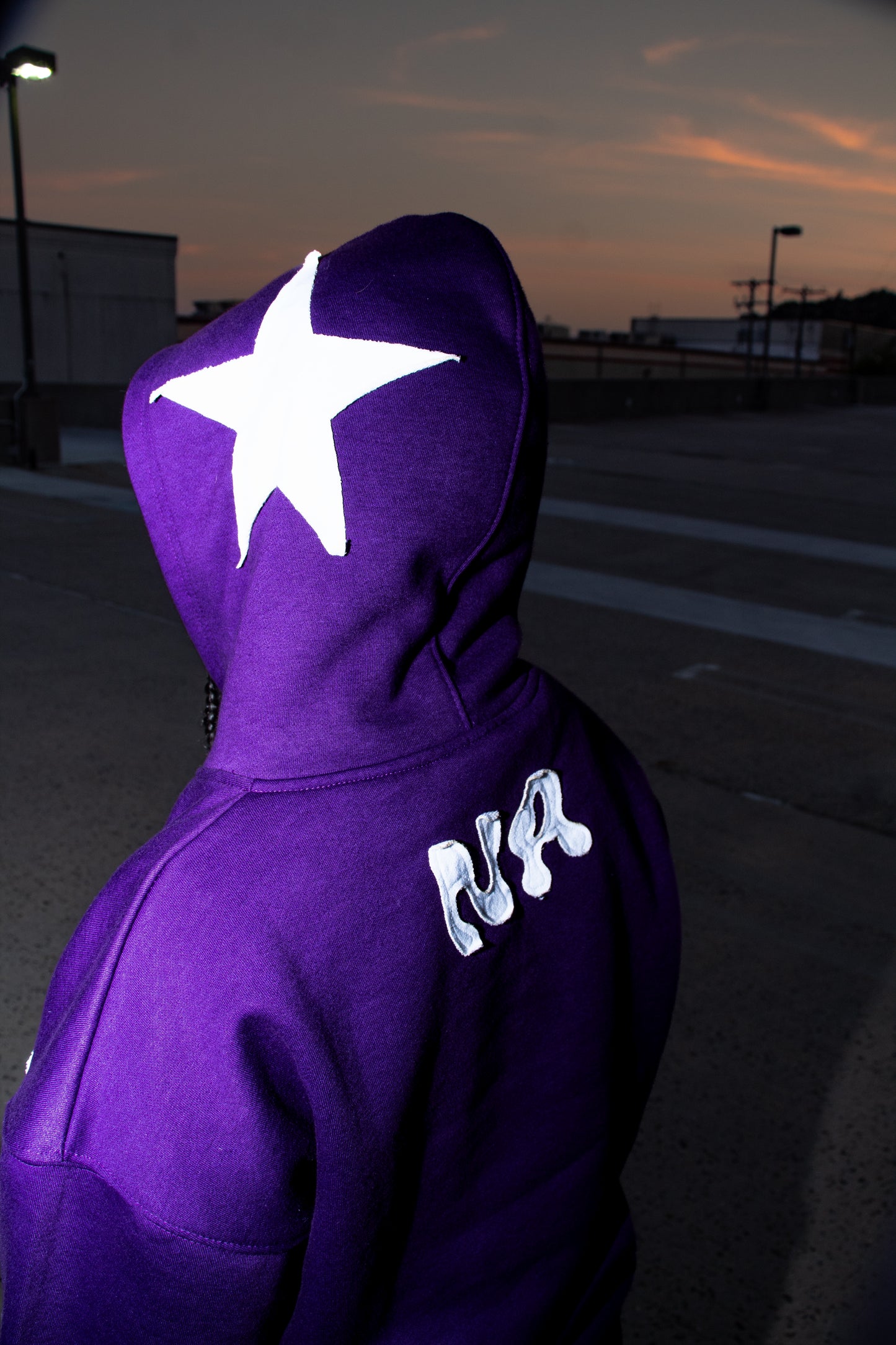 Midnight Purple Applique Embroidery Hoodie